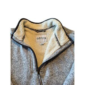 Orvis Mens Sherpa-Lined 1/4 Zip Sweater Fleece Pullover - Gray XXL